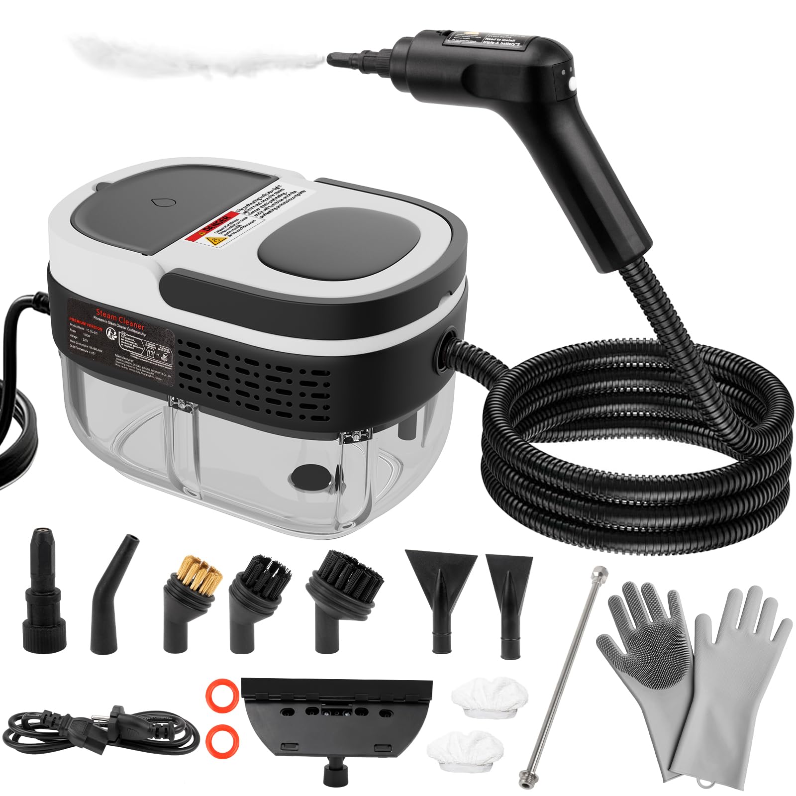 Photo 1 of Svlvhool Steam Cleaner 2500W Handheld Steamer with 1.6L Tank, 3 Steam Levels, Portable Steam Cleaning Machine for Home, Car Detailing, Furniture, Bed Bugs & Grout – White