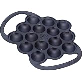 Victoria Cast Iron Poffertjes Dutch Pancake Pan with Loop Handles, Preseasoned with Flaxseed Oil, Made in Colombia