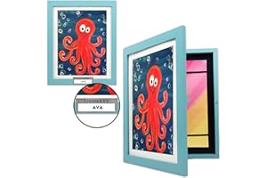 NAOMI CATHERINE DESIGNS Kids Art Frames Changeable - 12X14 - Set of 2 - Personalized Artwork Frames for Kids Art, Front Opening, Holds over 100 pieces of Kids Artwork Frames Changeable - Great for Kids drawings or Children Art Projects - Blue