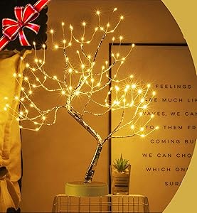 Artificial Bonsai Tree Light,USB/Battery Dual Purpose DIY Artificial Tree Lamp(8 Modes) ,108 Warm White Tabletop LED Bonsai Tree Artificial Light with Touch Switch Decorative Desk Lamp for Home Decor