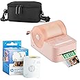 HP Sprocket Panorama Instant Portable Color Label & Photo Printer (Pink) Starter Bundle with case Zink roll