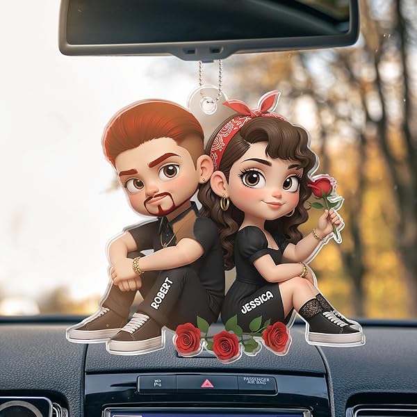 Pride Month LGBTQ Couple Love Is Love Personalized Acrylic Car Hanger Gift For Couple 06043099