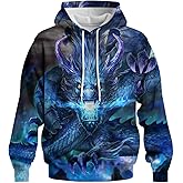 Rebaike Novelty Long Sleeve Hoodie Funny Fashion Dragon Graphic Sweatshirts