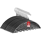 Sweater Hangers No Shoulder Bump, 12 Pack Clothes Hangers Non Slip Heavy Duty Metal Coat Hangers for Closet Organizers and Storage Space Saving Shirt Hanger for Suits Dresses Jackets Bra Shirt Black