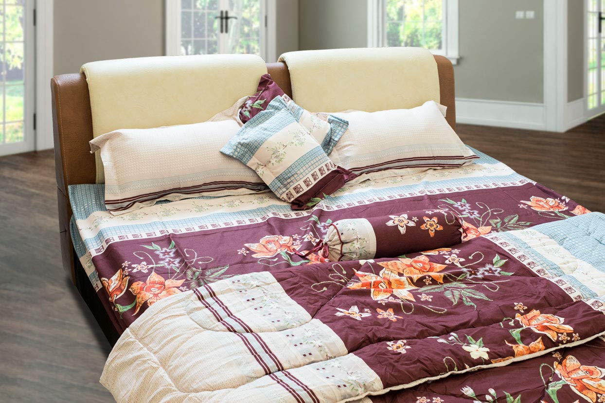 Buy Atmax Roofino 7 Piece 5d Comforter Set Candy Red And Olive