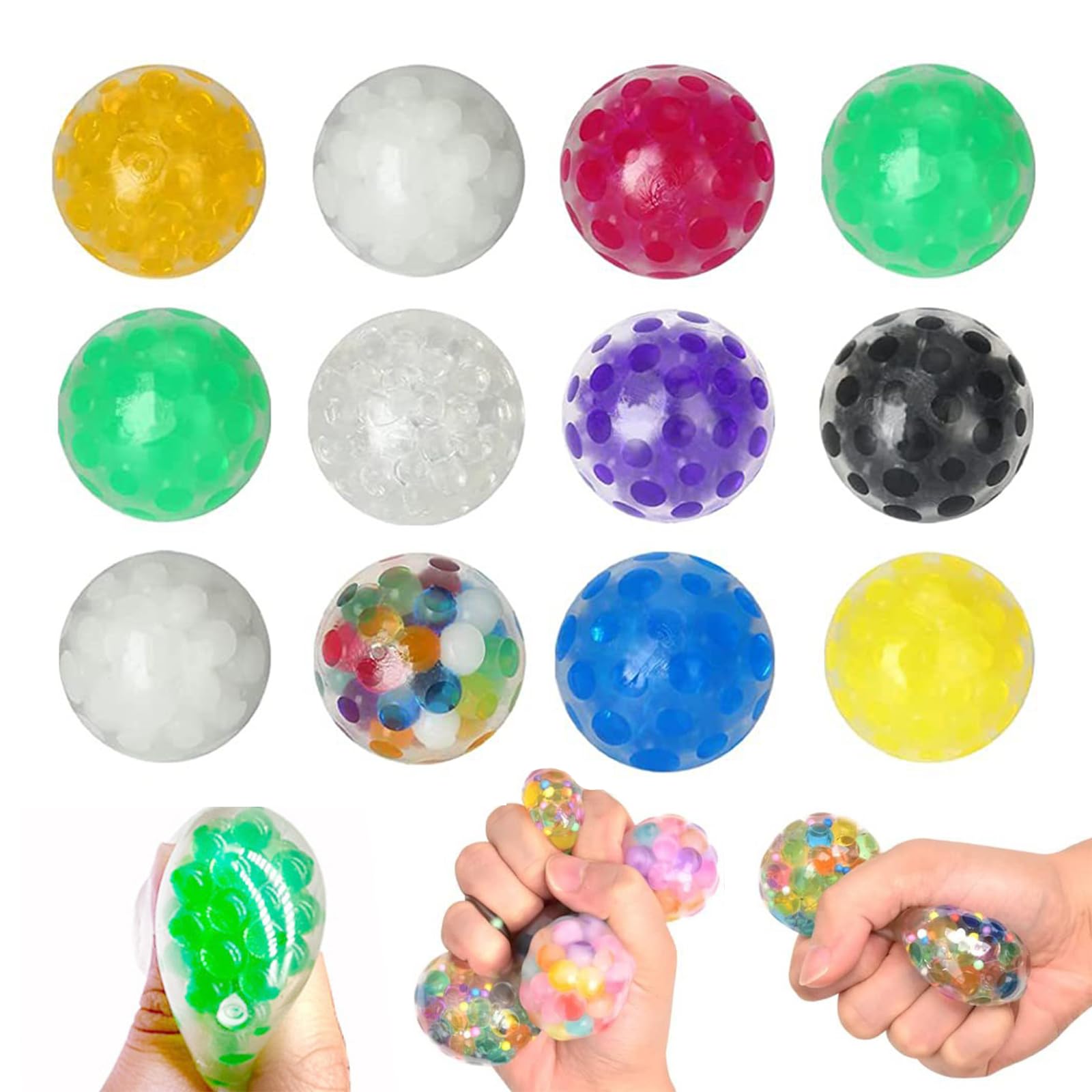 12 PCS Stress Balls for Adults & Kids - Squishy Fidget Toys, Stress Relievers