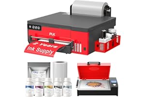 PLK A4 DTF Printer with XP600 Printhead, Sheet and Roll Feeder,Built-in Film Cutter,Upgrade L8058 DTF Printer Machine with White Ink Stirring System 100% Transfer for DIY Printing（with Oven Bundle