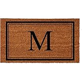 Evergreen Flag Monogram Letter M Entrance Doormat | 28 x 16 inches | Dirt Catching Natural Coir | All-Season | Non-Slip Backi