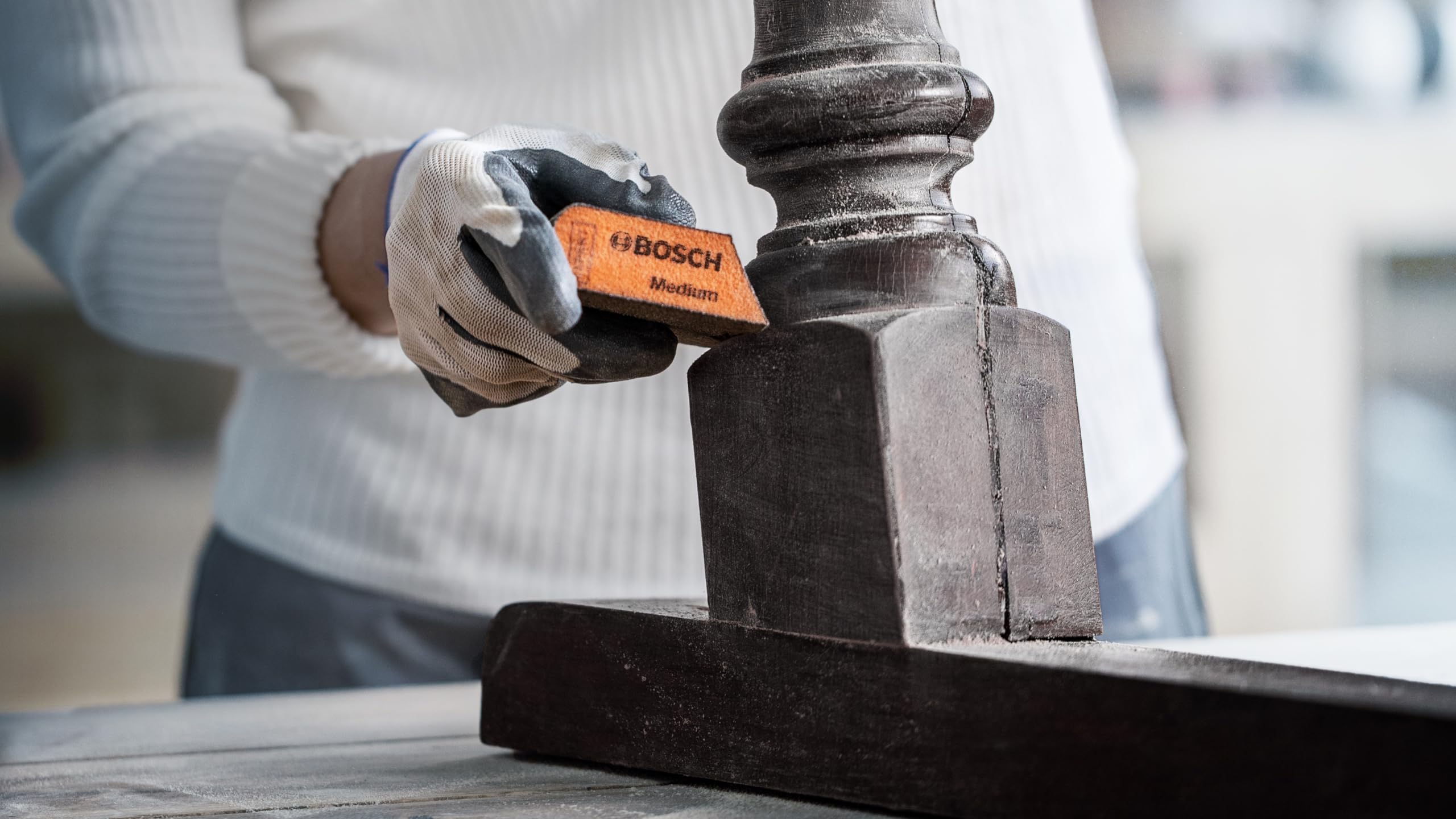 Bosch 3X EXPERT S471 Standard Schleifschwämme (für Farbe auf Holz, Weichholz, Ø 69 x 97 x 26 mm, Mittel/Fein/Superfein, Professional Zubehör Handschleifen) 7