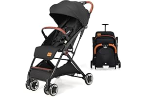 INFANS Lightweight Baby Stroller, Compact Infant with One-Hand Fold, Travel Stroller for Airplane with Cup Holder, Canopy 5-Point Harness Foot Cover for 0-36 Month
