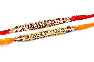 INDIABIGSHOP SLNDOKTG Set Of Two Rakhi, 14 Stone Rakhi Thread, Raksha Bandhan Gift For Your Brother Vary Color.