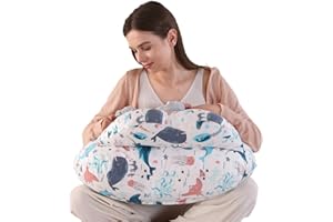 BATTOP Nursing Pillow for Breastfeeding,Baby Feeding Pillow,with Adjustable Waist Strap,Removable Slipcover,Breastfeeding Pillows for More Support for Mom and Baby,Plus Size,Extra Pillow on Top