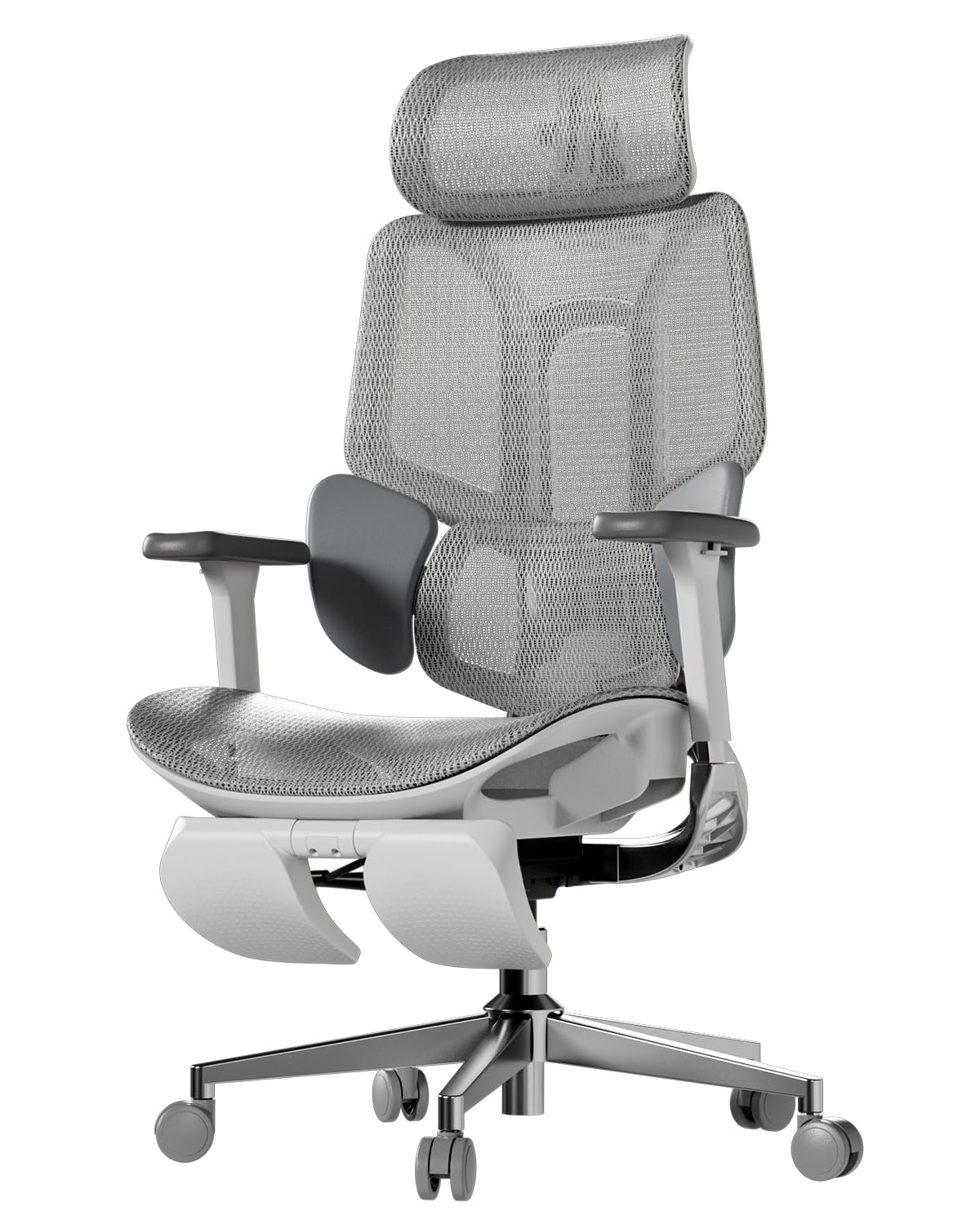 Hbada E3 Air Silla de Oficina Ergonómica, Silla de Oficina - con Soporte Lumbar Dinámico de 3 Zonas, Reposacabezas Ajustable 3D, Reposabrazos Ajustables 4D, Giratorio, Gris