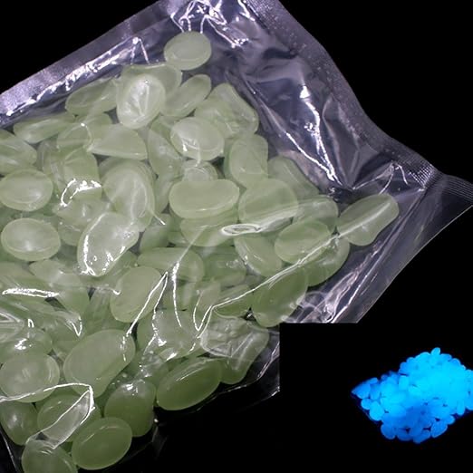 Berrose-100 stück Glühen im dunklen Stein Leuchtendes Meer Aquarium Dekoration-Glühen in den dunklen Steinen Kieselstein für 