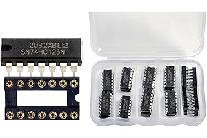 CHIPNEW 74HC125 20 in 1 SN74HC125N Kit,CMOS Quadruple Buffers with 3-State Outputs,16PCS IC+ 4 PCS IC Socket (Round Hole DIP14) Kit