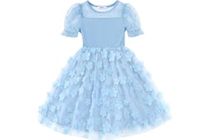 Arshiner Toddler Girl Tulle Dress Summer Puffy Sleeve Baby Girl Party Casual Dresses 2-6Y