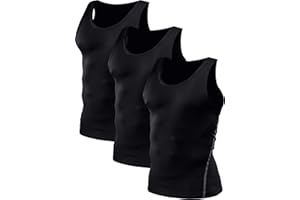 NELEUS Men's 3 Pack Athletic Compression Under Base Layer Sport Tank Top
