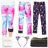 KornaDoz Girls Fleece Lined Leggings, Warm Winter Thermal Pants for Kids & Toddlers, Thick Cozy Lined Leggings for 4-10Years