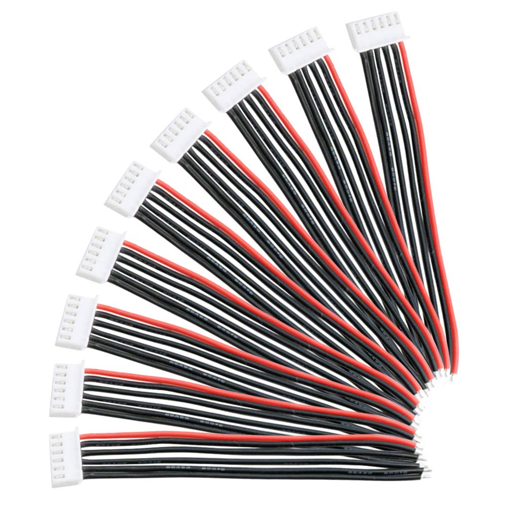 YIXISI 10 PCS JST-XH 5S Balance Extension Cable Lead Wire, JST-XH Connector Plug Lead Cable with 15cm 22awg Silicone Cord