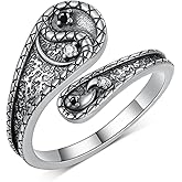 jiulegufa 925 Sterling Silver Yin Yang Spoon Ring - Sterling Silver Thumb Ring for Women - Yin Yang Decor Jewelry Adjustable Spoon Ring