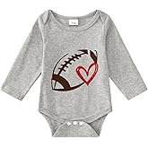 KEKEMI Football Romper for Infant Baby Boy Girl Cute Game Day Shirt Onesie Bodysuit Newborn Ballgame Outfit Sports Clothes