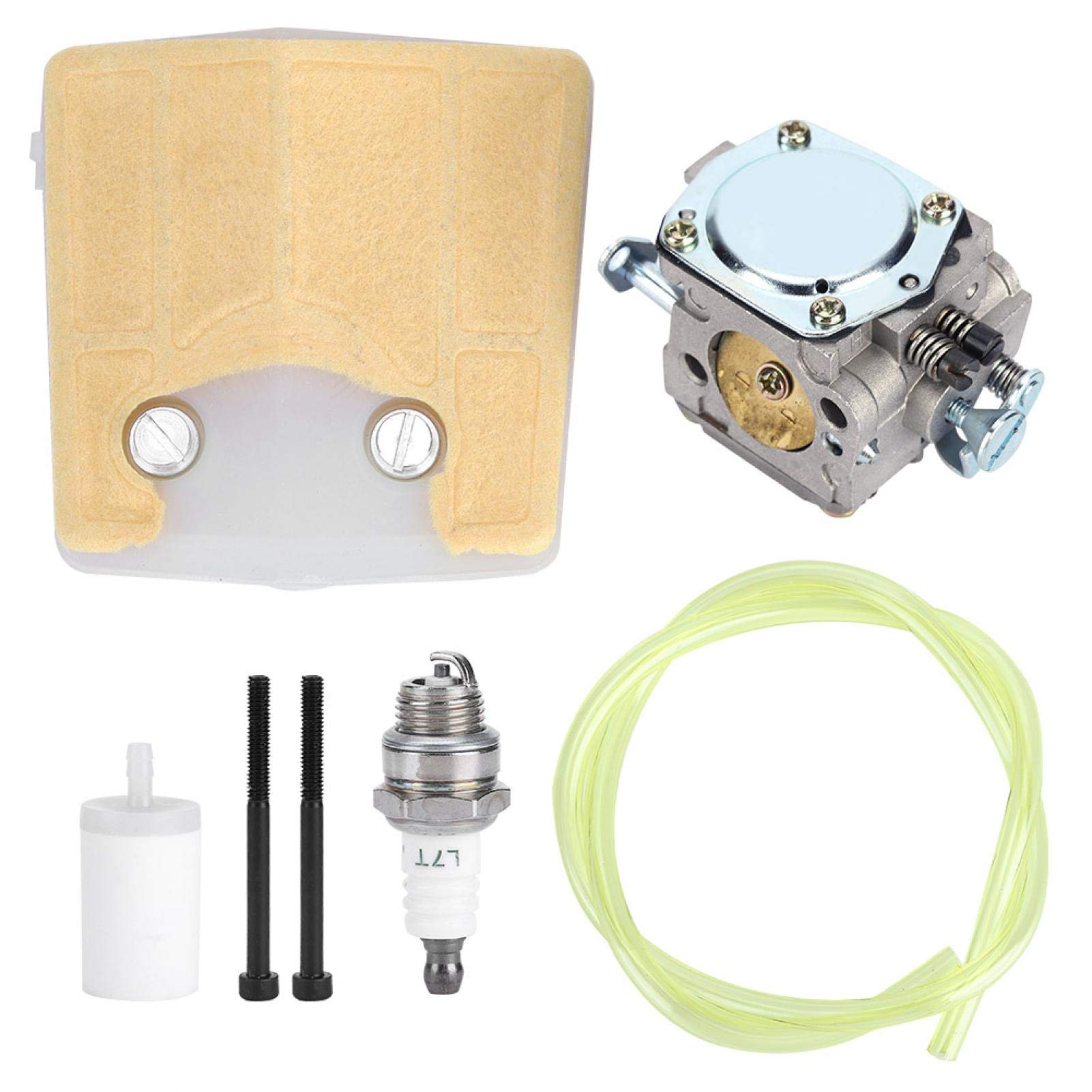 Oumefar Aluminium Alloy Chainsaw Parts Carburetor Kit Air Filter Sparking Plug Tune Up Kit Replacement Fit for Jonsered 625 630 625 Chainsaw Gardening Tool