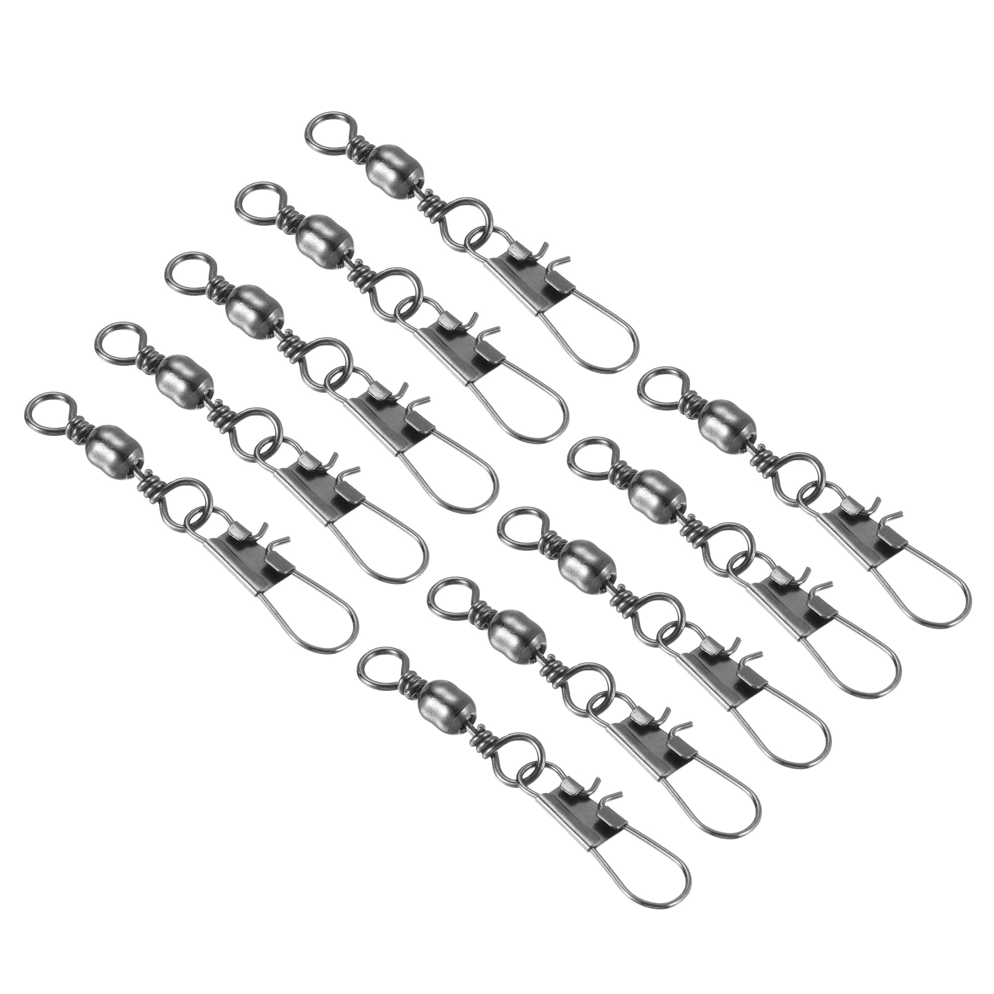 PATIKIL Fishing Barrel Swivel Snaps, 50Pcs 51mm 26LBS Stainless Steel Solid Ring Terminal Tackle for Saltwater Freshwater Fishing, Black