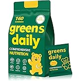 DYDUON Greens Gummies, Daily Greens Gummies with Organic Chlorella and Spirulina, Digestive & Gut Health, Low Sugar, Formulated with 60+ Ingredients, Individual Packets,160 Gummies Bear