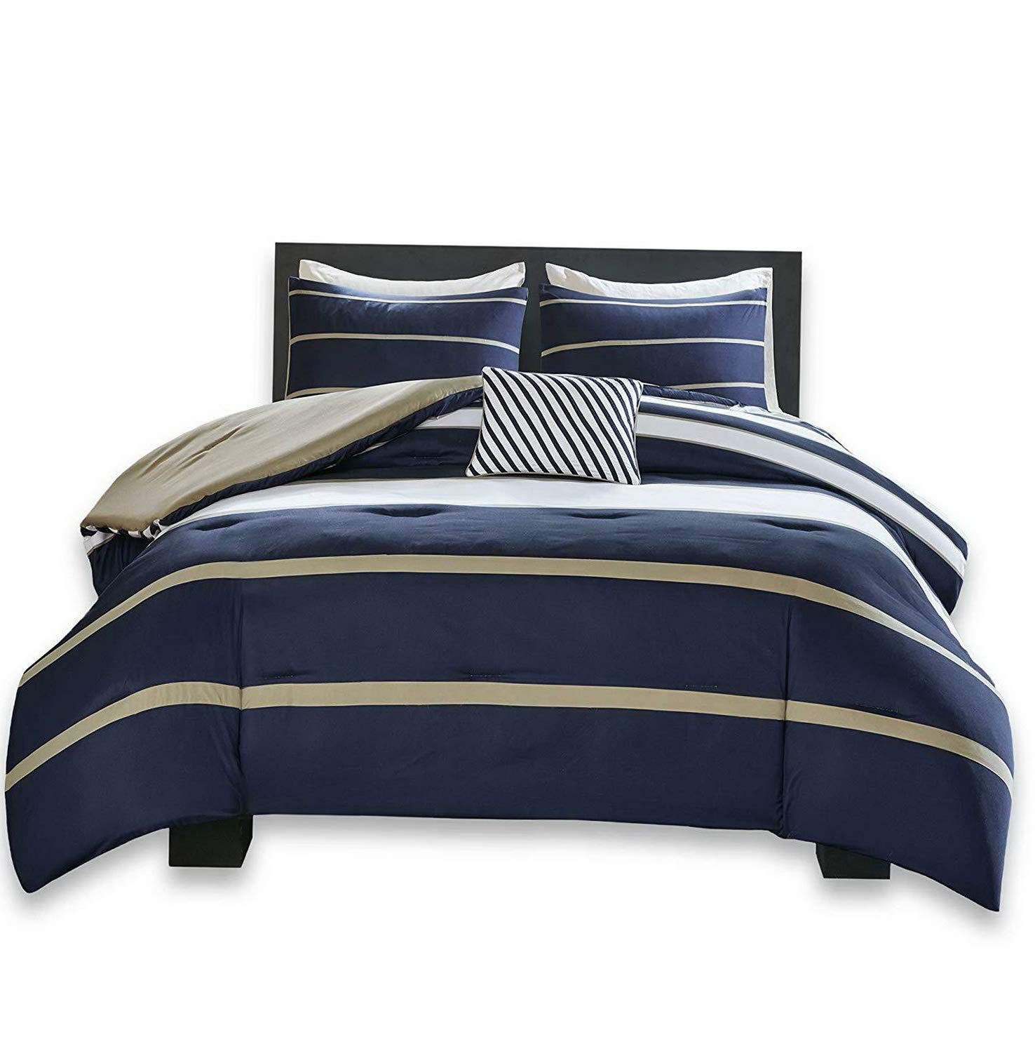 Amazon Com Kaputar Cool Casual Modern Blue Navy Tan Stripe