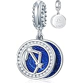 Zodiac Sign Charms for Charm Bracelets - 925 Sterling Silver Necklace Pendants, 12 Constellation/Horoscope Star Dangle - Dangling Birthstone Beads, Birthday Gifts for Women/Men.