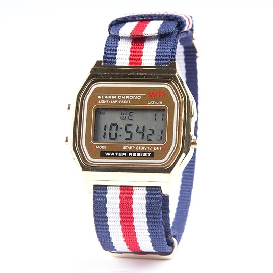 Kim Johanson Damen Vintage Armbanduhr 'New York' Digital Quarz Uhr in Gold inkl. Schmuckbeutel