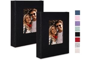 Cherrich Small Photo Album 4x6, Pack of 2 Linen Cover Mini Photo Book, 26-Page Holds 52 Pictures, Art Presentation or Postcards Storage for Baby, Wedding