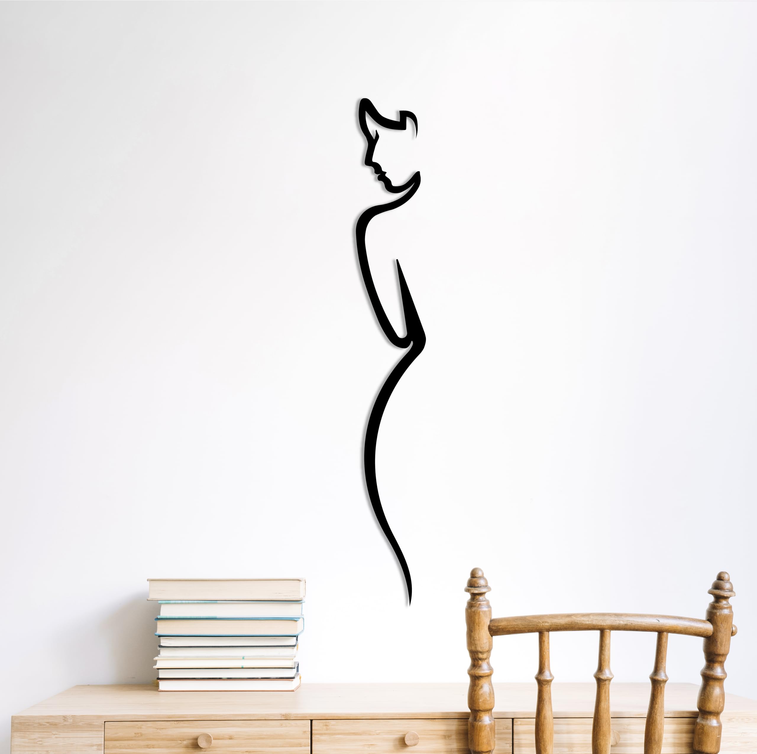 GOSOYO Metal Wall Art, Women Wall Decor, Line Art, Female Body Vertical Wall Decor for Living Room, Black Metal Wall Art (28”x4”/71cmx10cm)