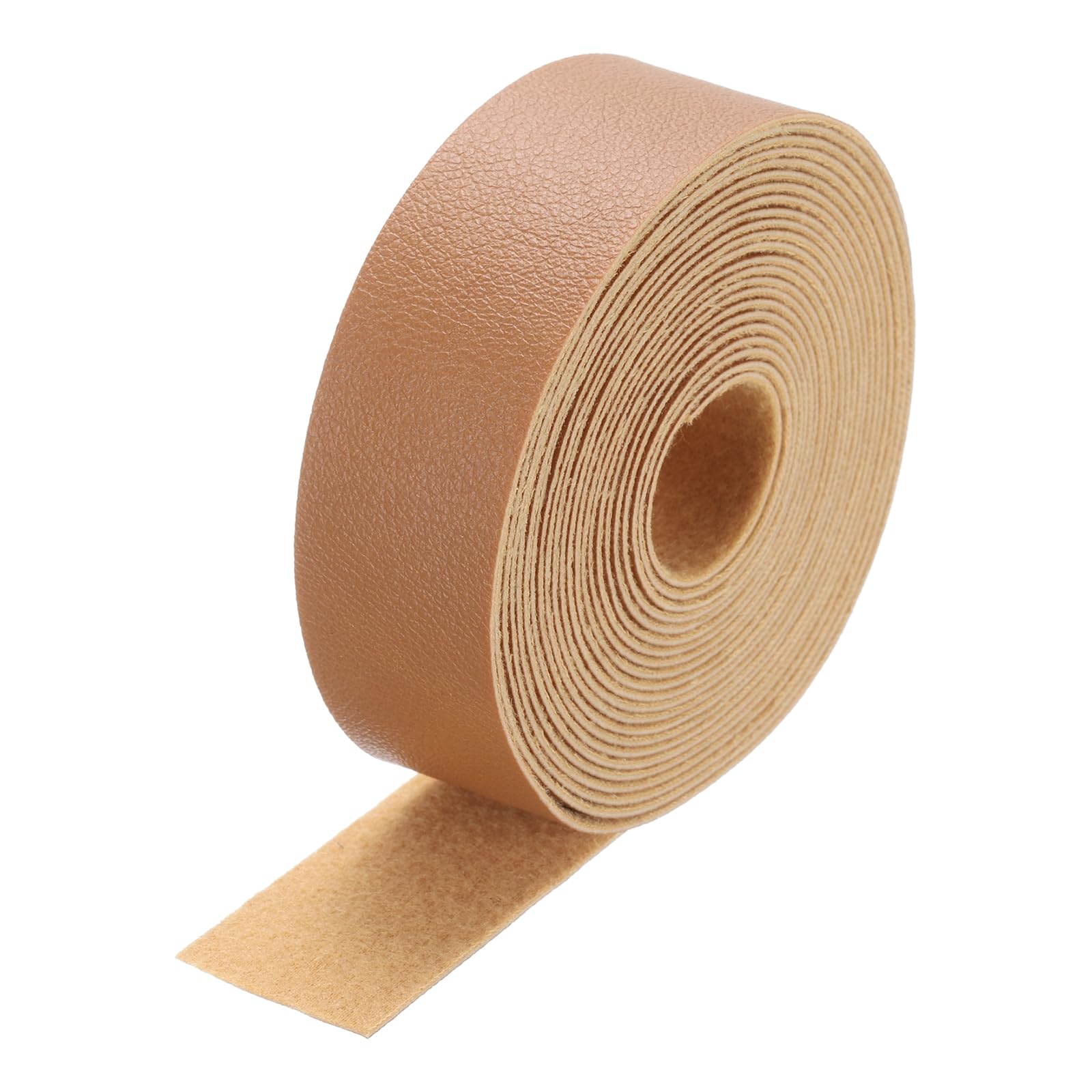 DMiotech 1 Pack 1 Inch x 4 Yard Faux Leather Strip Furniture Cover Fabric Skin Light Brown PU Leather Roll for Handmade DIY Craft Projects