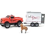 pink truck and horse trailer toy