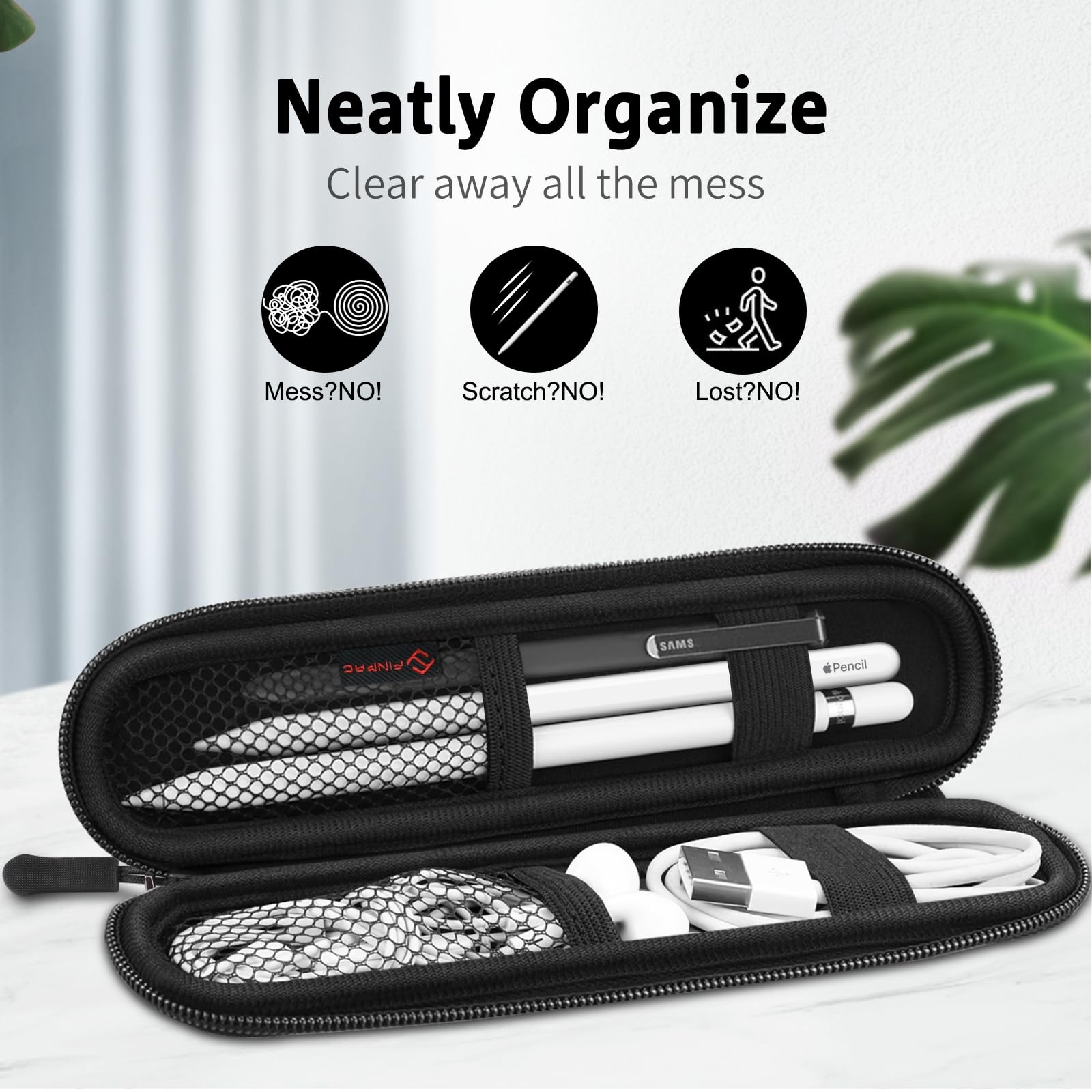 Fintie Pen Holder Case for Apple Pencil Pro, Apple Pencil (USB-C / 1st / 2nd Generation), Soft Neoprene Zipper Carrying Bag Sleeve Pouch for Samsung Stylus, Surface Pen