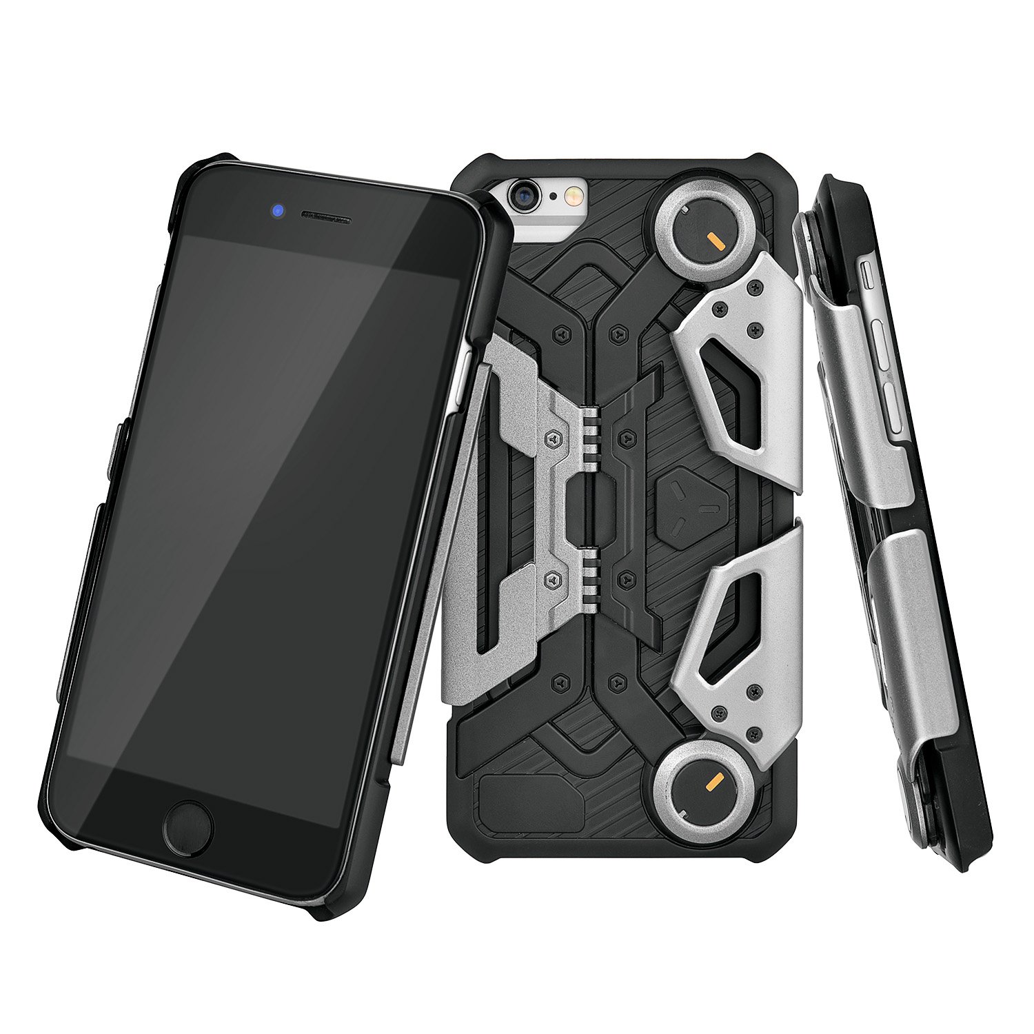 iPhone 7,iPhone 8 Case with Kickstand for Gaming-Hcman Shock Proof Protective Case,Phone holder with Foldable Joystick Case for iPhone 6/6s Gray