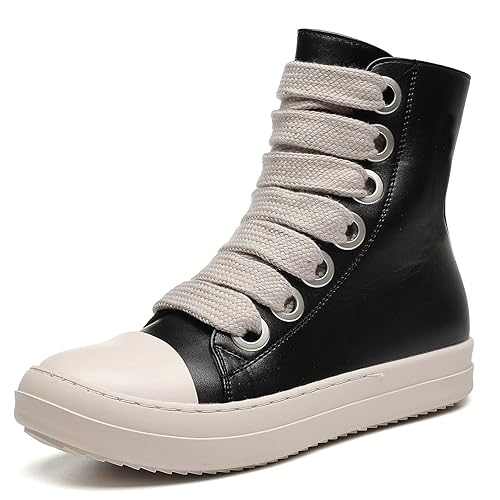 MOFEEDOUKA Womens High Top Sneakers Thick Shoe Laces PU Leather