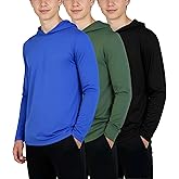 Real Essentials 3 Pack: Dry-Fit Youth Boys Teen Active Long Sleeve Hoodie Sweatshirts - Hooded Pullover Shirts