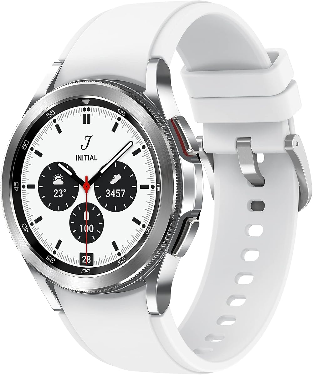 Samsung Galaxy Watch4 Classic 42mm Silver Bluetooth Smartwatch Wear OS Rotating