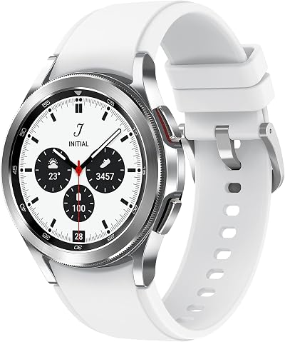 Samsung Galaxy Watch4 Classic 42mm Silver Bluetooth Smartwatch Wear OS Rotating