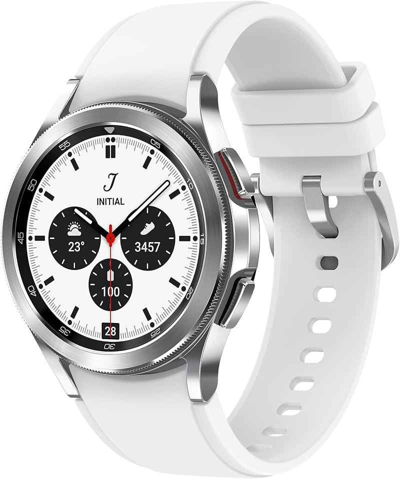 Samsung Galaxy Watch4 Classic 42mm Silver Bluetooth Smartwatch Wear OS Rotating