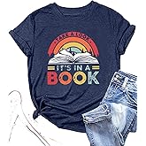 DUTUT Women's Rainbow Book Lover T-Shirt - Reading Teacher Shirt - Inspirational Short Sleeve Top