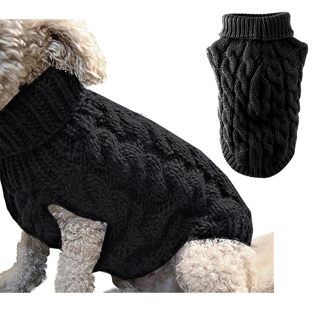 Pet Dog Turtleneck Knitting Sweater Coat Winter Warmer Thickening Pullover Knitwear Crochet Coat Clothes for Small Dog Puppy Cat