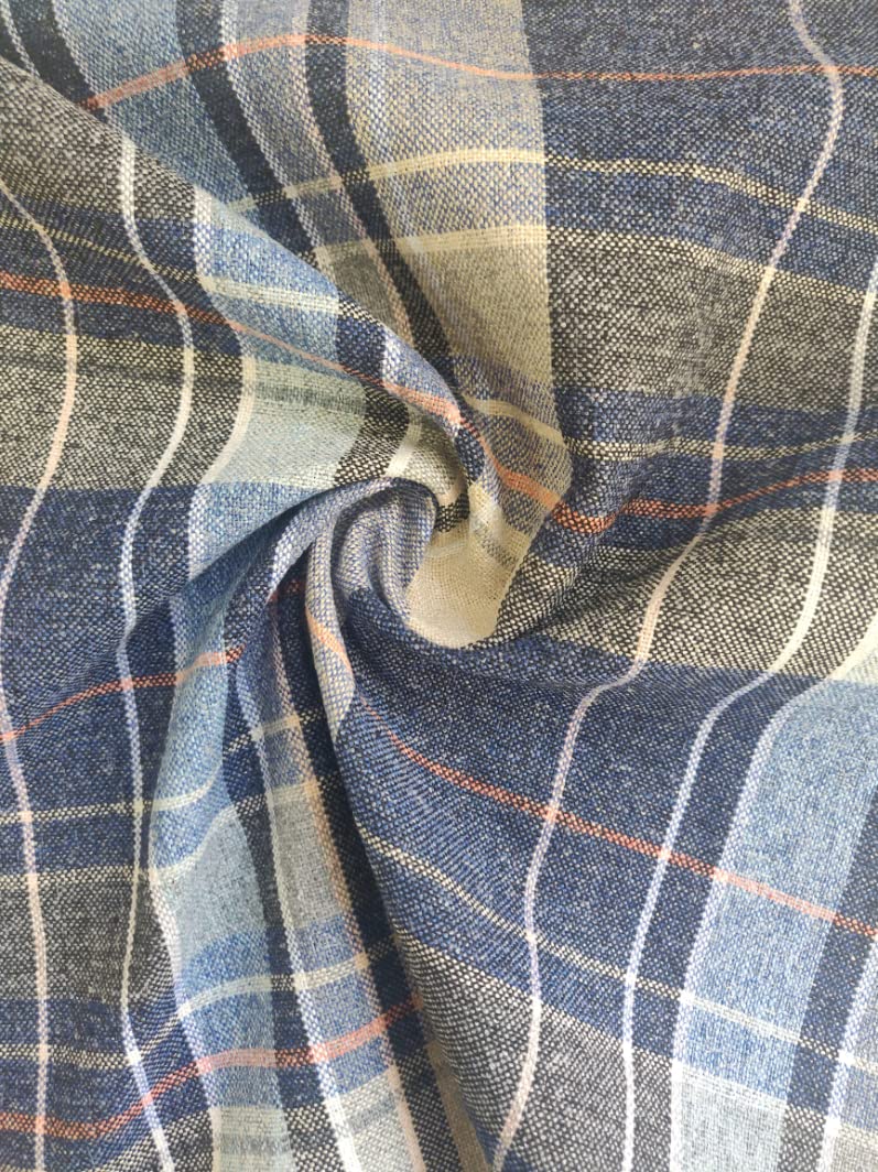 CRS Fur Fabrics Classic Checks Upholstery Fabric Material - Navy, 1Mtr 150cm x 100cm