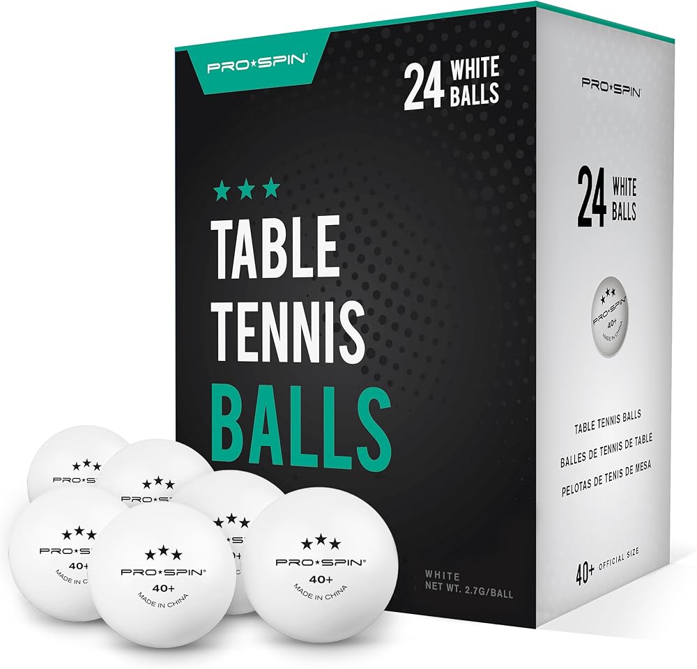 PRO-SPIN Ping Pong Balls 3-Star White 40+ Pack of 24 ABS Training Balls