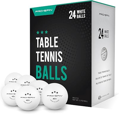 PRO-SPIN Ping Pong Balls 3-Star White 40+ Pack of 24 ABS Training Balls
