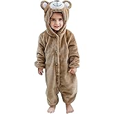 BETTERFUN Unisex Baby Bear Hooded Romper Jumpsuit Toddler Infant Plush Halloween Outfits 2-36 Months