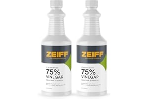 Zeiff 75% Pure Concentrated Vinegar - Technical Grade Acetic Acid Solution for Home and Outdoor Use - Cleaning Vinegar for Home & Laundry - 32 Oz, 2 Pack
