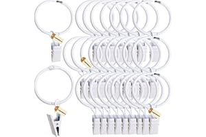Lsgoodcare Openable Curtain Clips with Rings White 2Inch, Strong Metal Decorative Curtain Clip, Rustproof Drapery Open Clip Rings Pack of 30